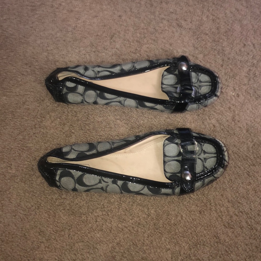 Black and gray Coach loafer